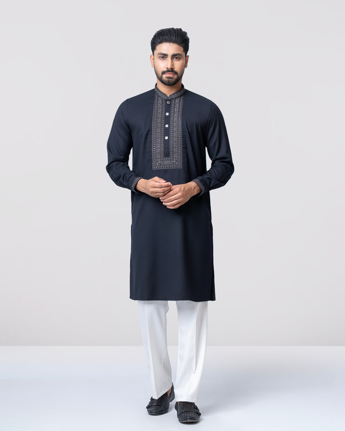 Regular Fit Embroidered Blended Fabric Formal Panjabi