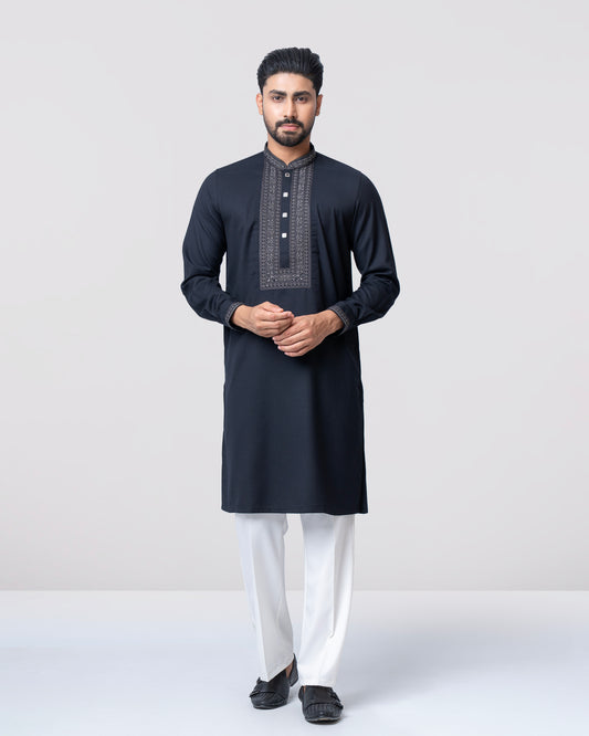 Regular Fit Embroidered Blended Fabric Formal Panjabi