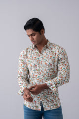 Slim Fit Floral Printed Casual Shirt