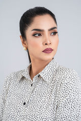 Relaxed Fit Georgette Ditsy-Printed Casual Shirt