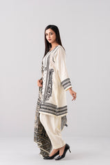 Relaxed Fit Embroidered Three-Piece Lawn with Silk Dupatta