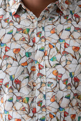 Slim Fit Floral Printed Casual Shirt