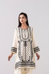 Relaxed Fit Embroidered Three-Piece Lawn with Silk Dupatta