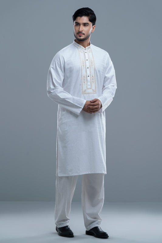 Regular Fit Embroidered Semi-Formal Panjabi
