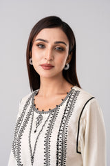 Relaxed Fit Embroidered Three-Piece Lawn with Silk Dupatta