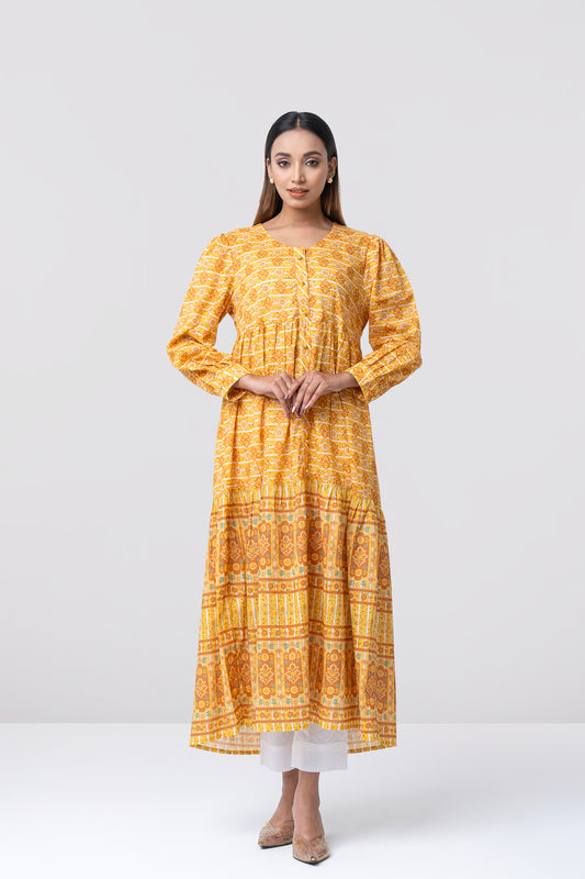 Regular Fit Digital Printed Long Dress - Mystika