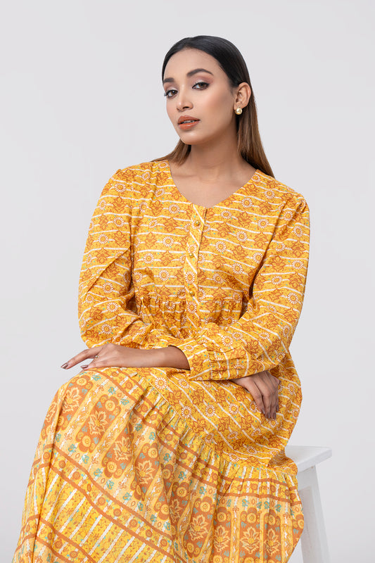 Regular Fit Digital Printed Long Dress - Mystika