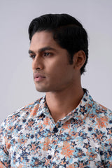 Slim Fit Floral Printed Casual Shirt