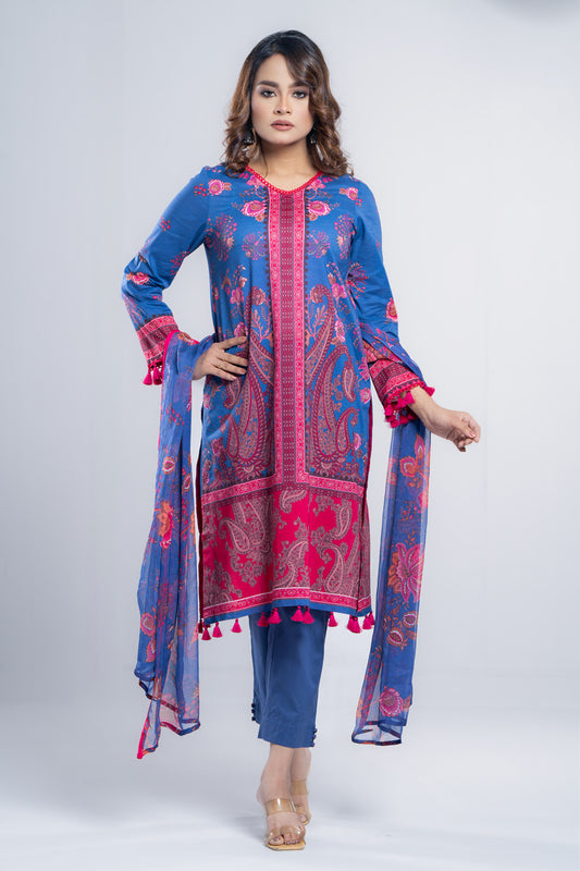 Ready-to-Wear Three-Piece Salwar Kameez with Chiffon Dupatta
