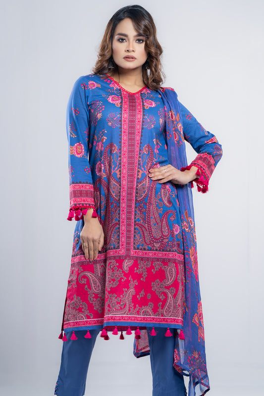 Ready-to-Wear Three-Piece Salwar Kameez with Chiffon Dupatta