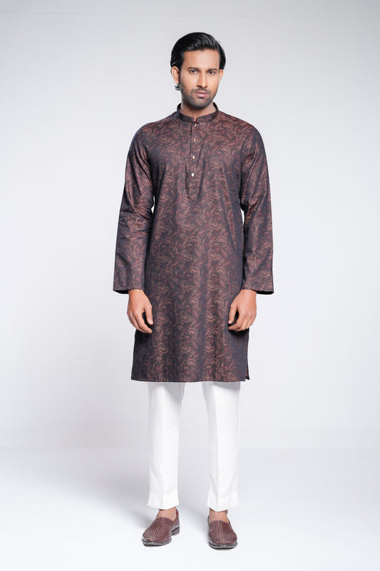 Slim Fit Semi-Formal Jacquard Panjabi