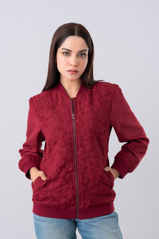 Regular Fit Embroidered Bomber Jacket