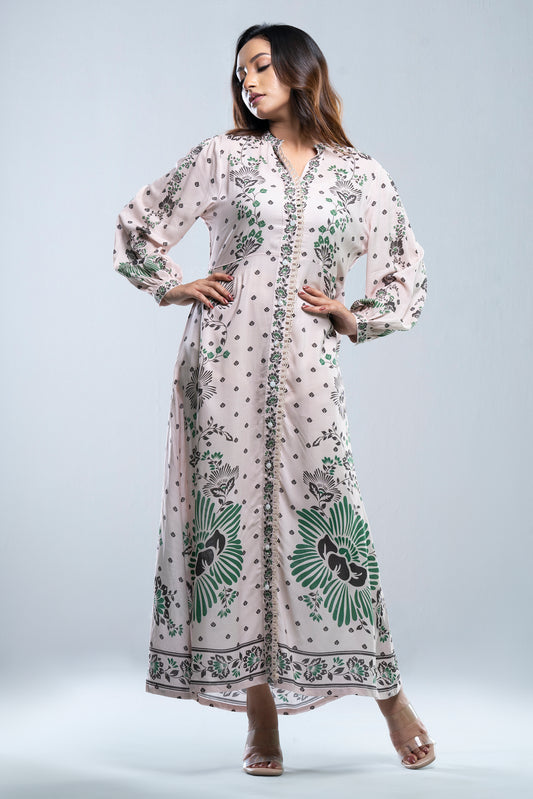 Floral Printed Long Dress - Mystika