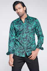 Slim Fit Tropical Printed Casual Shirt