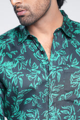 Slim Fit Tropical Printed Casual Shirt