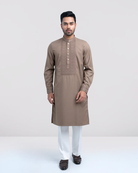 Regular Fit Embroidered Blended Fabric Formal Panjabi