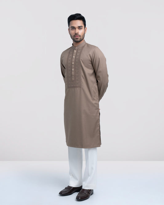 Regular Fit Embroidered Blended Fabric Formal Panjabi