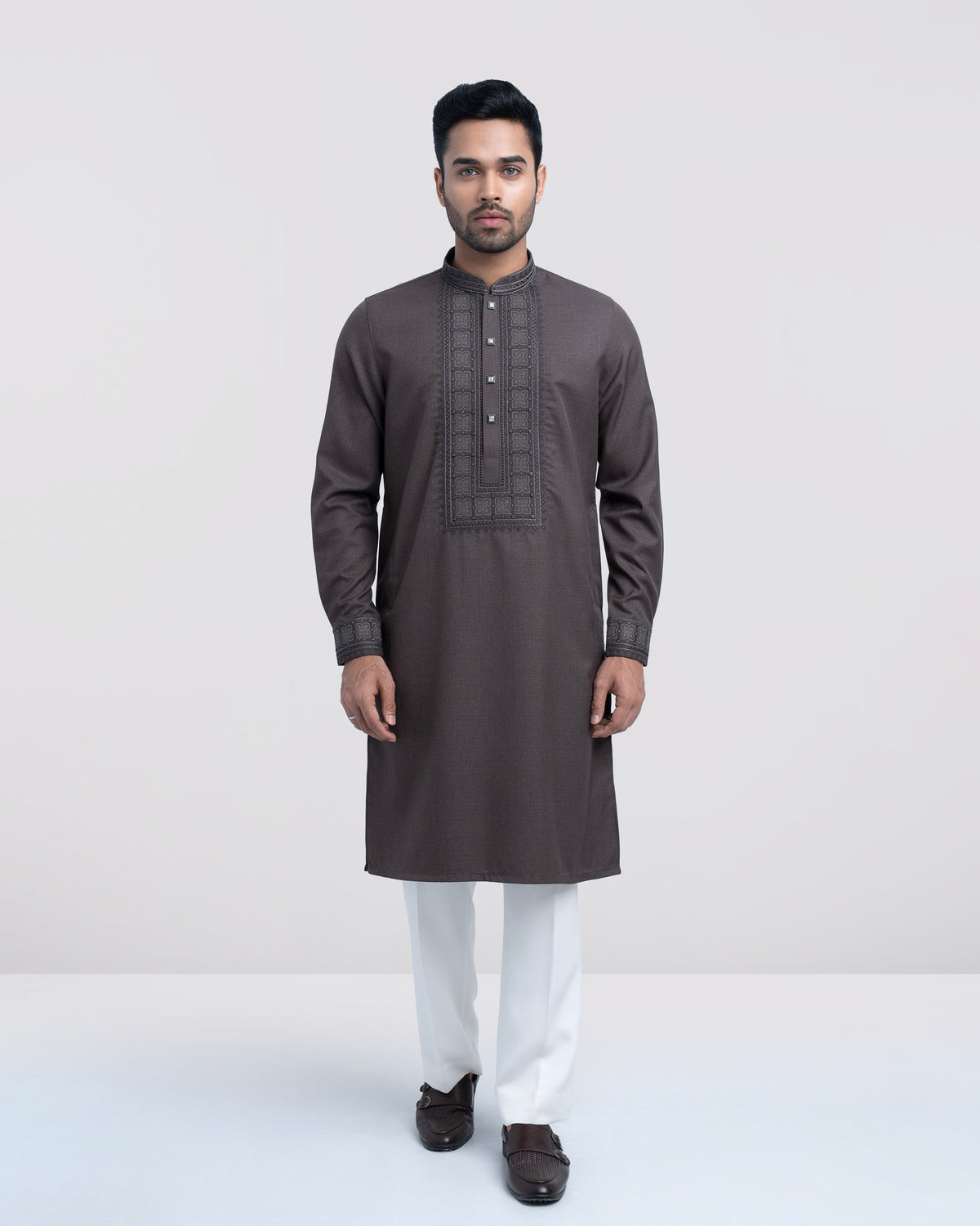 Regular Fit Embroidered Blended Fabric Formal Panjabi