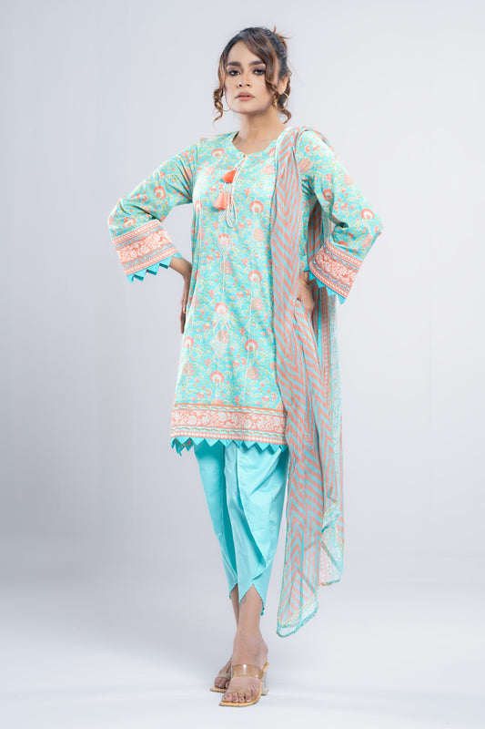 Ready-to-Wear Three-Piece Salwar Kameez with Chiffon Dupatta