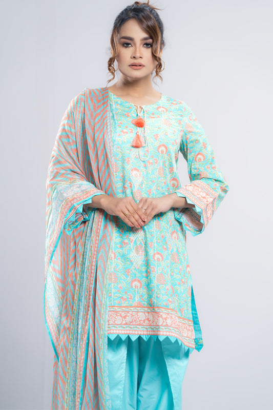 Ready-to-Wear Three-Piece Salwar Kameez with Chiffon Dupatta