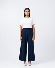 Wide Leg High Waist Twill Fashion Trouser