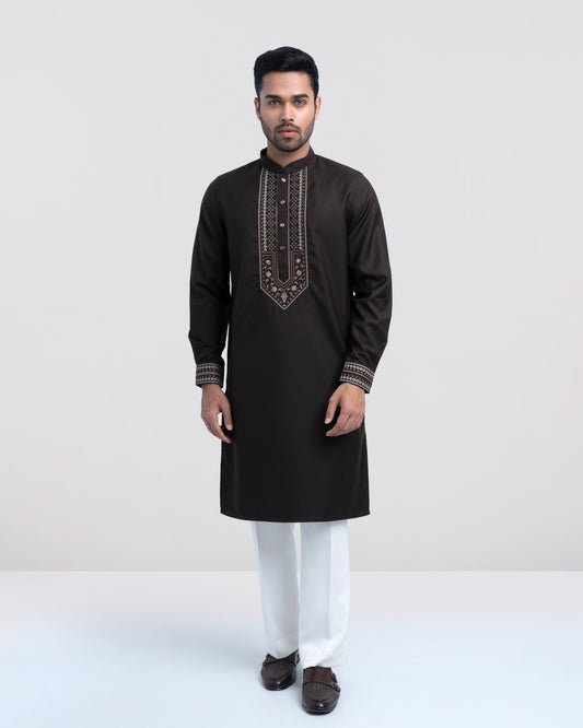 Regular Fit Embroidered Blended Fabric Formal Panjabi