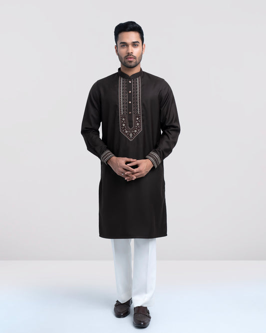 Regular Fit Embroidered Blended Fabric Formal Panjabi