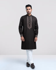 Regular Fit Embroidered Blended Fabric Formal Panjabi