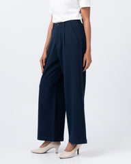 Wide Leg High Waist Twill Fashion Trouser