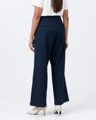 Wide Leg High Waist Twill Fashion Trouser