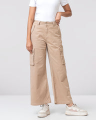 Wide Leg Cargo Twill Pant