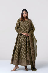 Smart Fit Embellished Two-Piece Formal Ethnic Set with Organza Dupatta