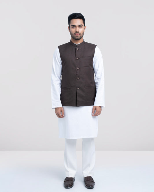 Regular Fit Blended Fabric Formal Waistcoat