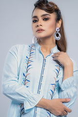 Regular Fit Slab Cotton Embroidered Casual Shirt