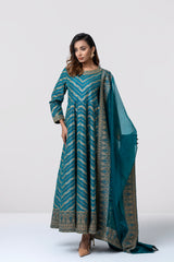 Smart Fit Embellished Two-Piece Formal Ethnic Set with Organza Dupatta