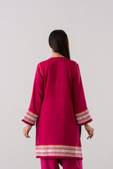 Relaxed Fit Embroidered Three-Piece Lawn with Silk Dupatta