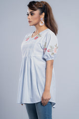 Stripe Cotton Peplum Fashion Top
