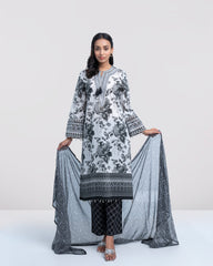 Smart Fit Digital Printed Three-Piece Lawn with Chiffon Dupatta