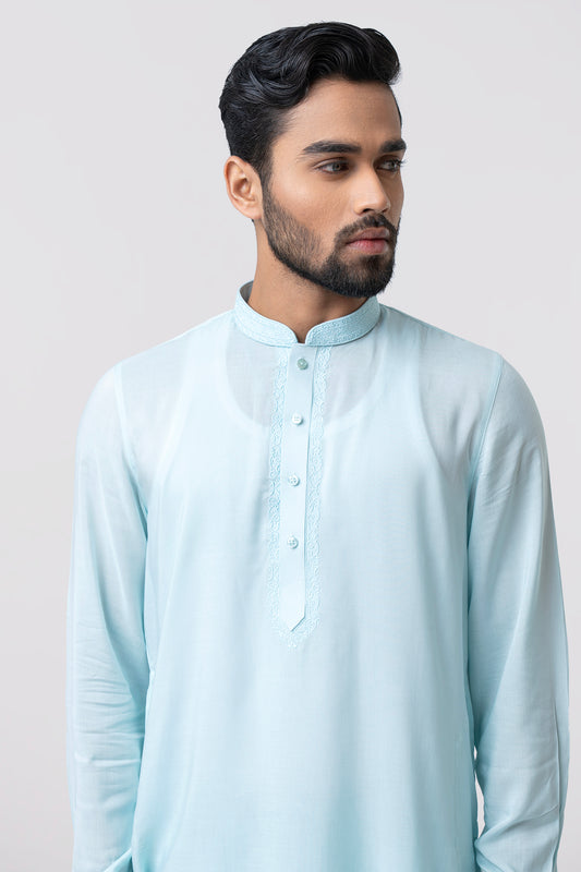 Regular Fit Embroidered Viscose Kabli Set