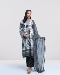 Smart Fit Digital Printed Three-Piece Lawn with Chiffon Dupatta
