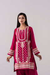 Relaxed Fit Embroidered Three-Piece Lawn with Silk Dupatta