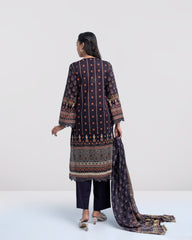 Smart Fit Digital Printed Three-Piece Lawn with Silk Dupatta