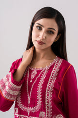Relaxed Fit Embroidered Three-Piece Lawn with Silk Dupatta