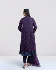 Smart Fit Embroidered Muslin Three-Piece Formal Ethnic Set with Organza Dupatta