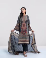 Smart Fit Digital Printed Three-Piece Lawn with Silk Dupatta