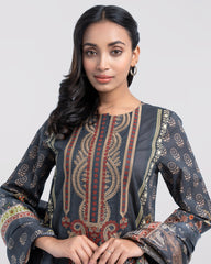 Smart Fit Digital Printed Three-Piece Lawn with Silk Dupatta