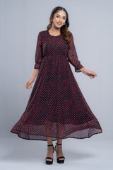 Ditsy Printed Georgette Long Dress