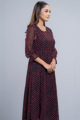 Ditsy Printed Georgette Long Dress