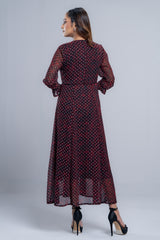 Ditsy Printed Georgette Long Dress