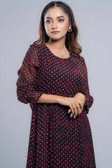 Ditsy Printed Georgette Long Dress